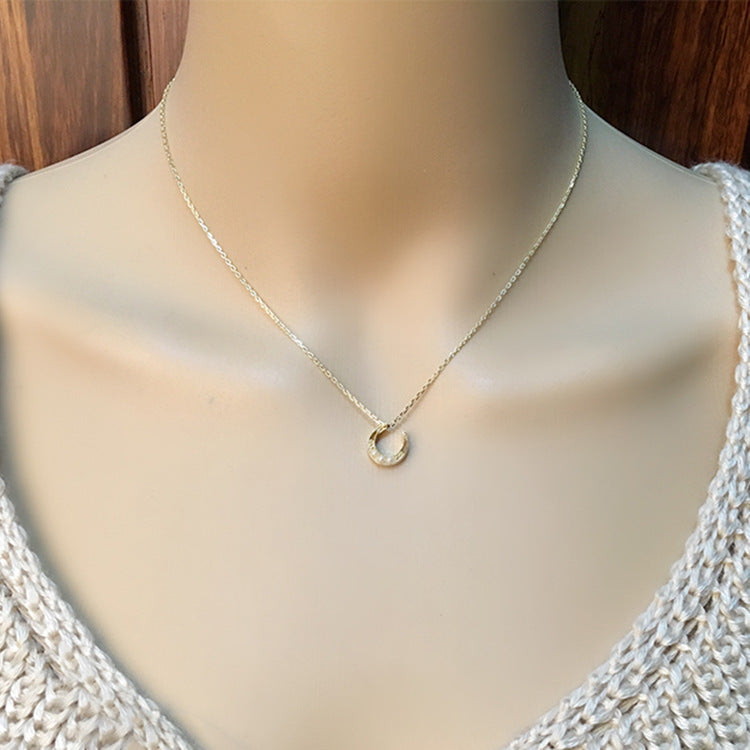 Golden Moon Moonstone Clavicle Necklace