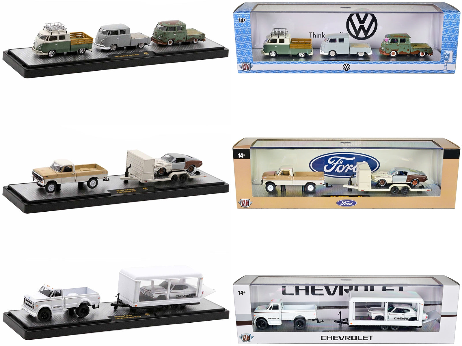 Auto Haulers Set of 3 Trucks Release 65 Limited Edition to 9000 pieces Worldwide 1/64 Diecast Models by M2 Machines - Minihomy