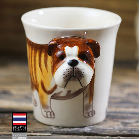 Animal mug Hand painted animal mug english bulldog ceramic mug