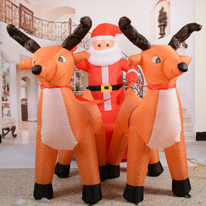 Eye-Catching Christmas Inflatable Santa Claus Deer Cart Decorations