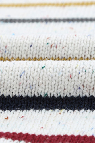 Striped Round Neck Ribbed Trim Sweater