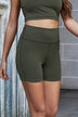 Exposed Seam Decorative Button Yoga Shorts - Minihomy