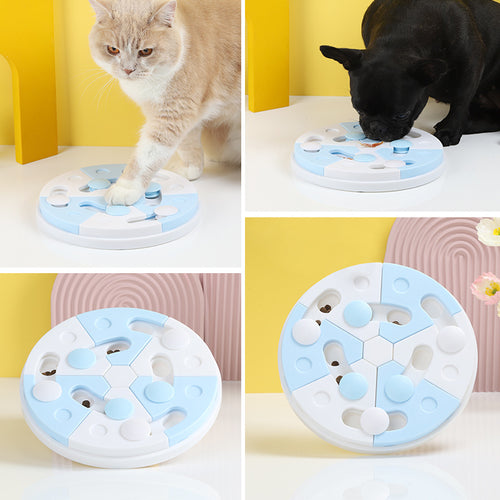 Pet Toy Blue And White Jigsaw Puzzle Feeding Tray