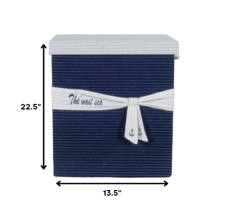 13.5" X 17" X 22.5" Blue Fabric Basket With Bow  Decoration Set Of 5 - Minihomy