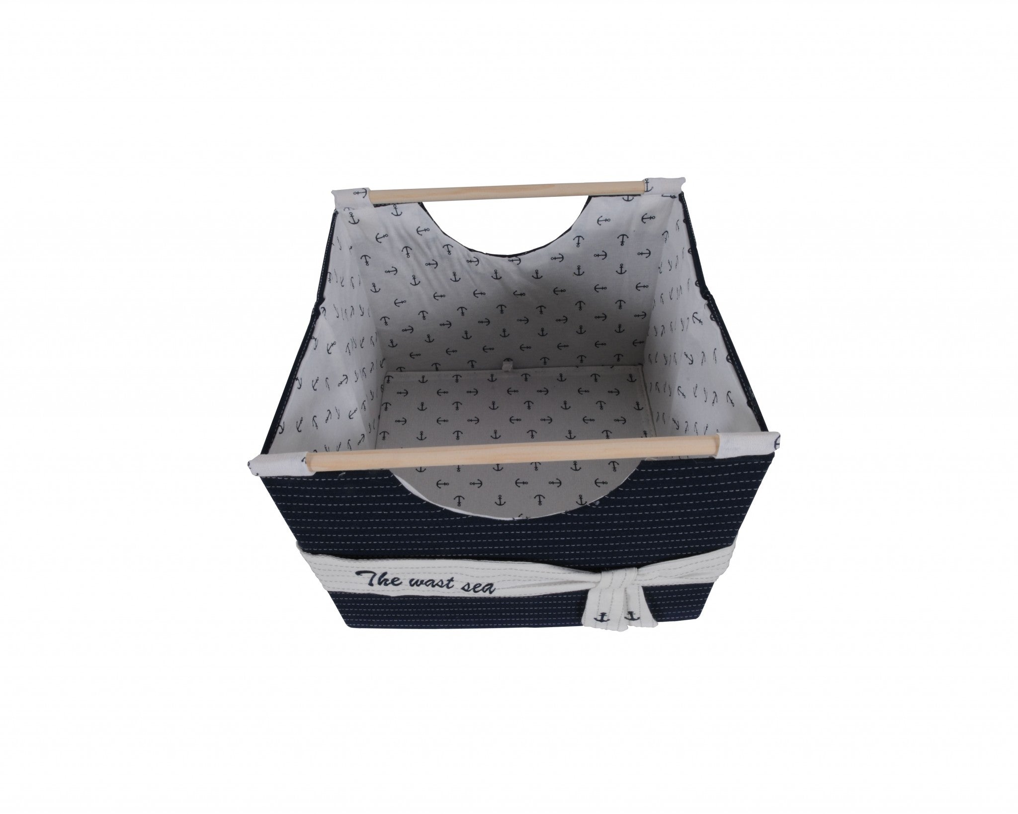 12" X 12.5" X 9.5" White Blue Foldable Fabric  Basket Set Of 3 - Minihomy