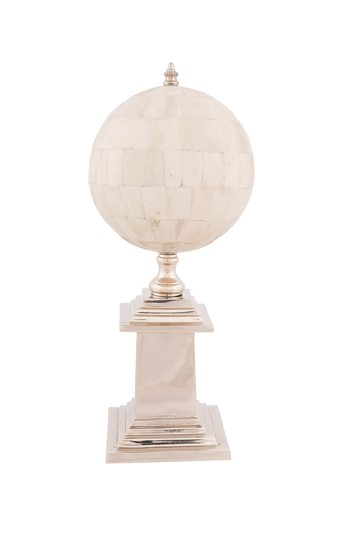 6.5" X 6.5" X 14.5" Bone Globe With Alluminum Base - Minihomy