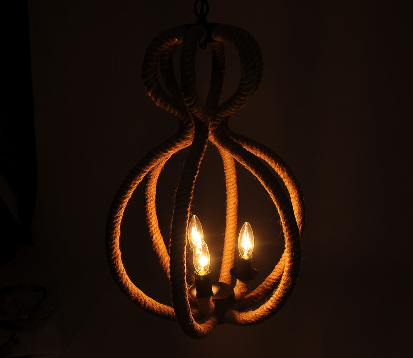 15" X 15" X 47.5" 3 Bulbsrope  Pendant Lamp - Minihomy