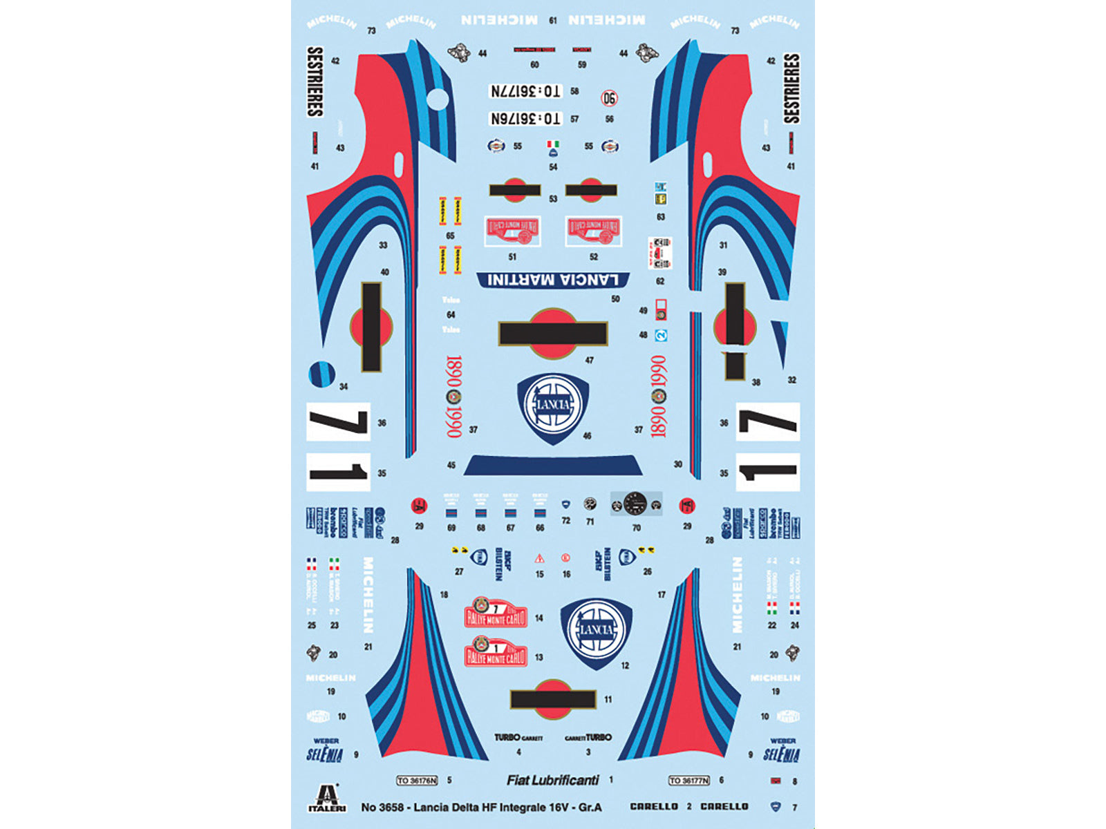 Skill 3 Model Kit Lancia Delta HF Integrale Rallye Monte Carlo (1990) 1/24 Scale Model by Italeri