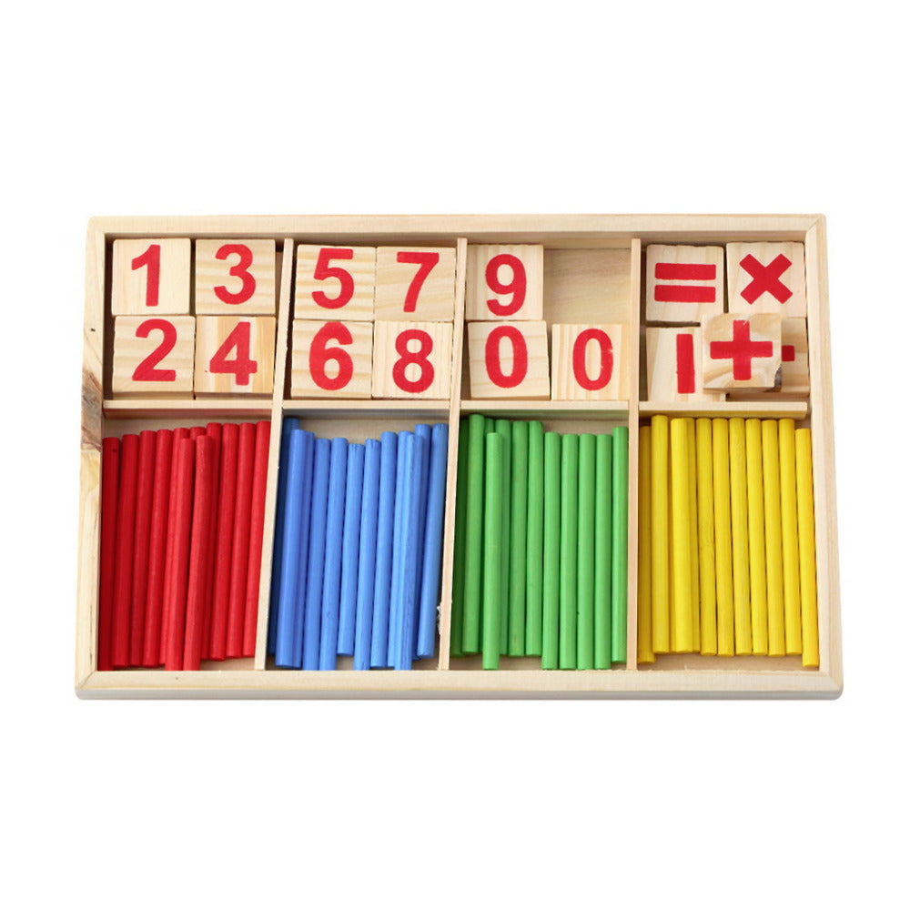 Math Manipulatives Wooden Counting Sticks Intelligence Montessori Math Wooden Color Calculation Education Enlightenment Toy - Minihomy