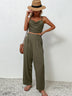 Crisscross Back Cropped Top and Pants Set - Minihomy