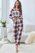 Plaid Button Front Top and Pants Lounge Set - Minihomy