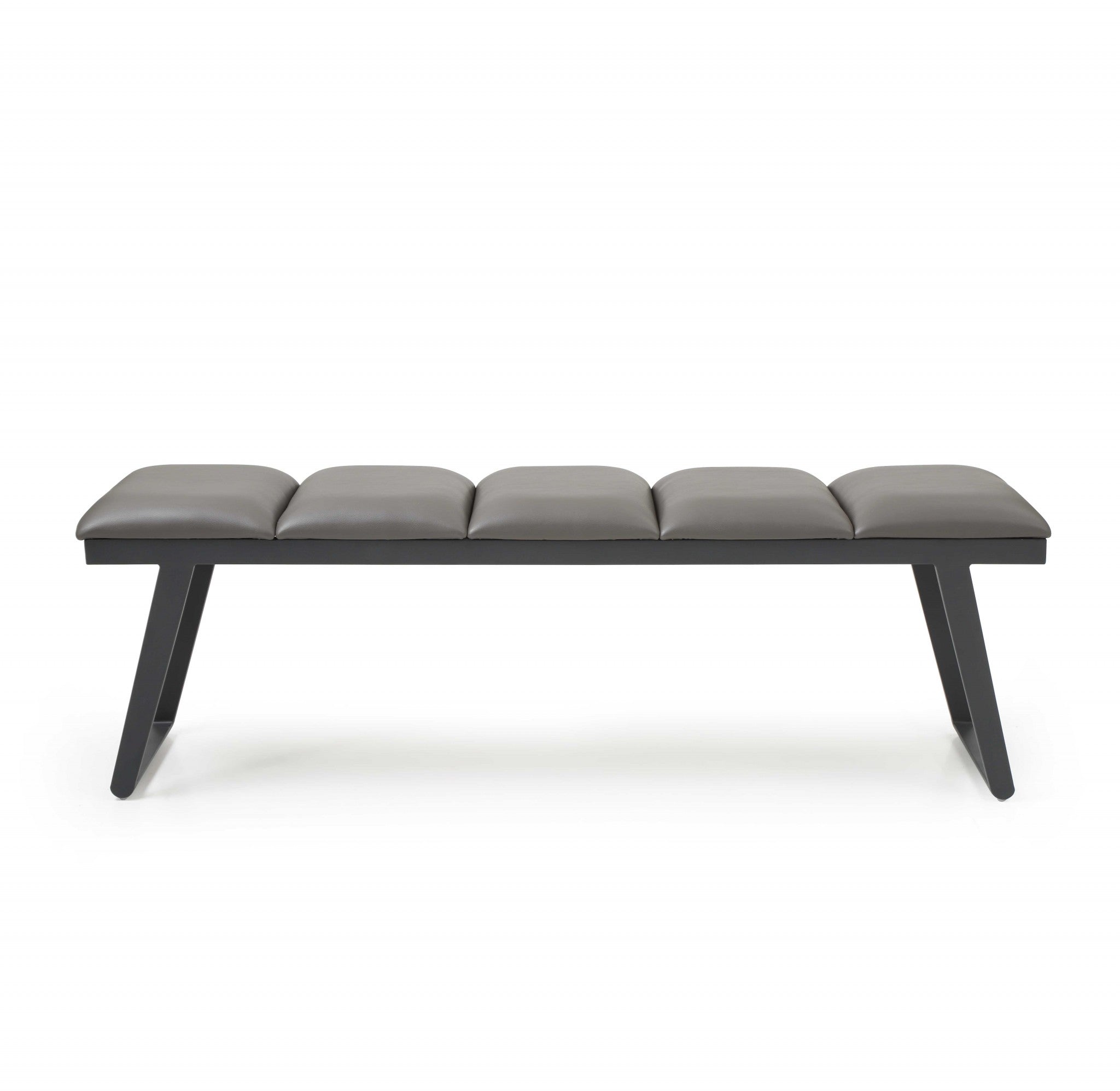 57" Dark Gray Faux Leather Bench - Minihomy