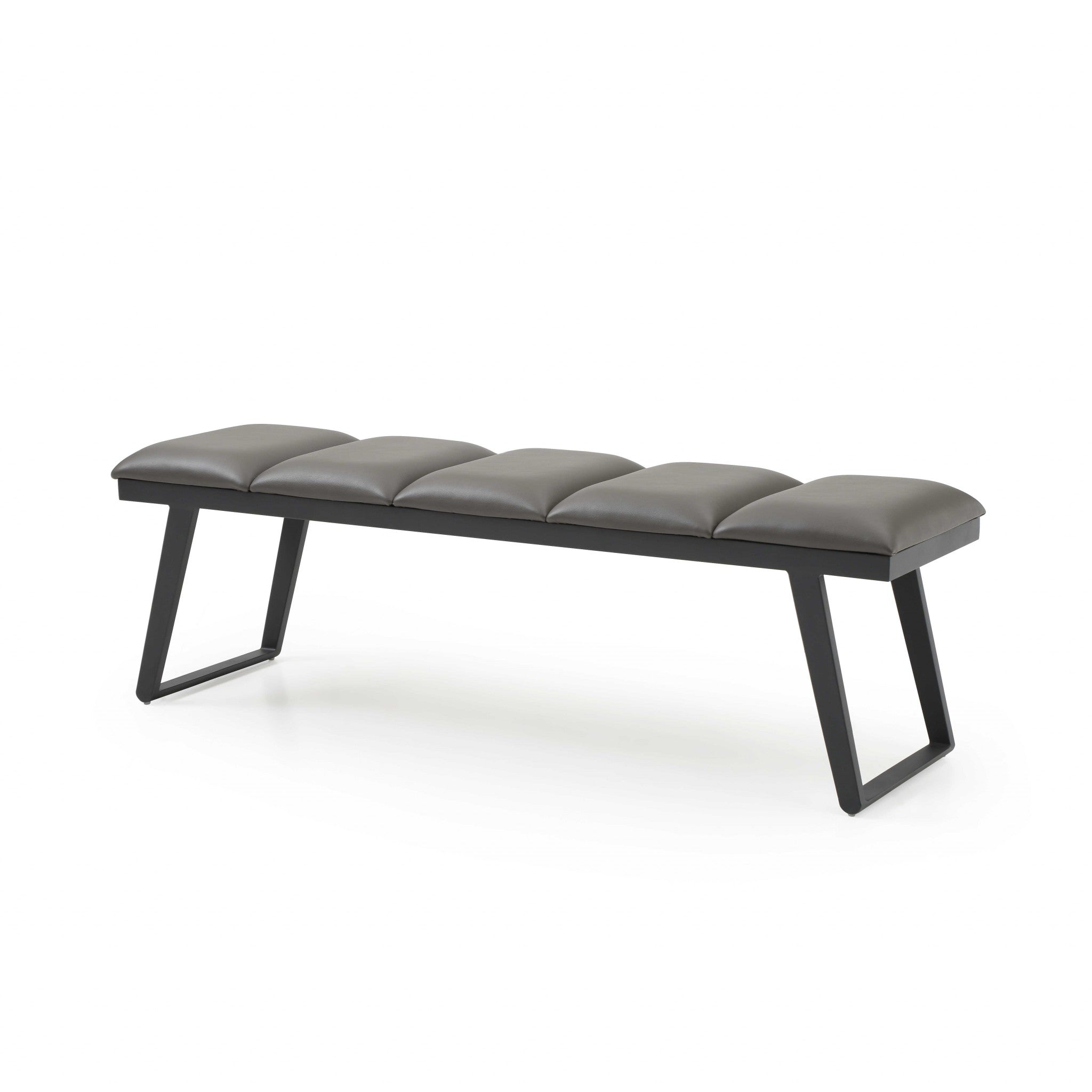 57" Dark Gray Faux Leather Bench - Minihomy