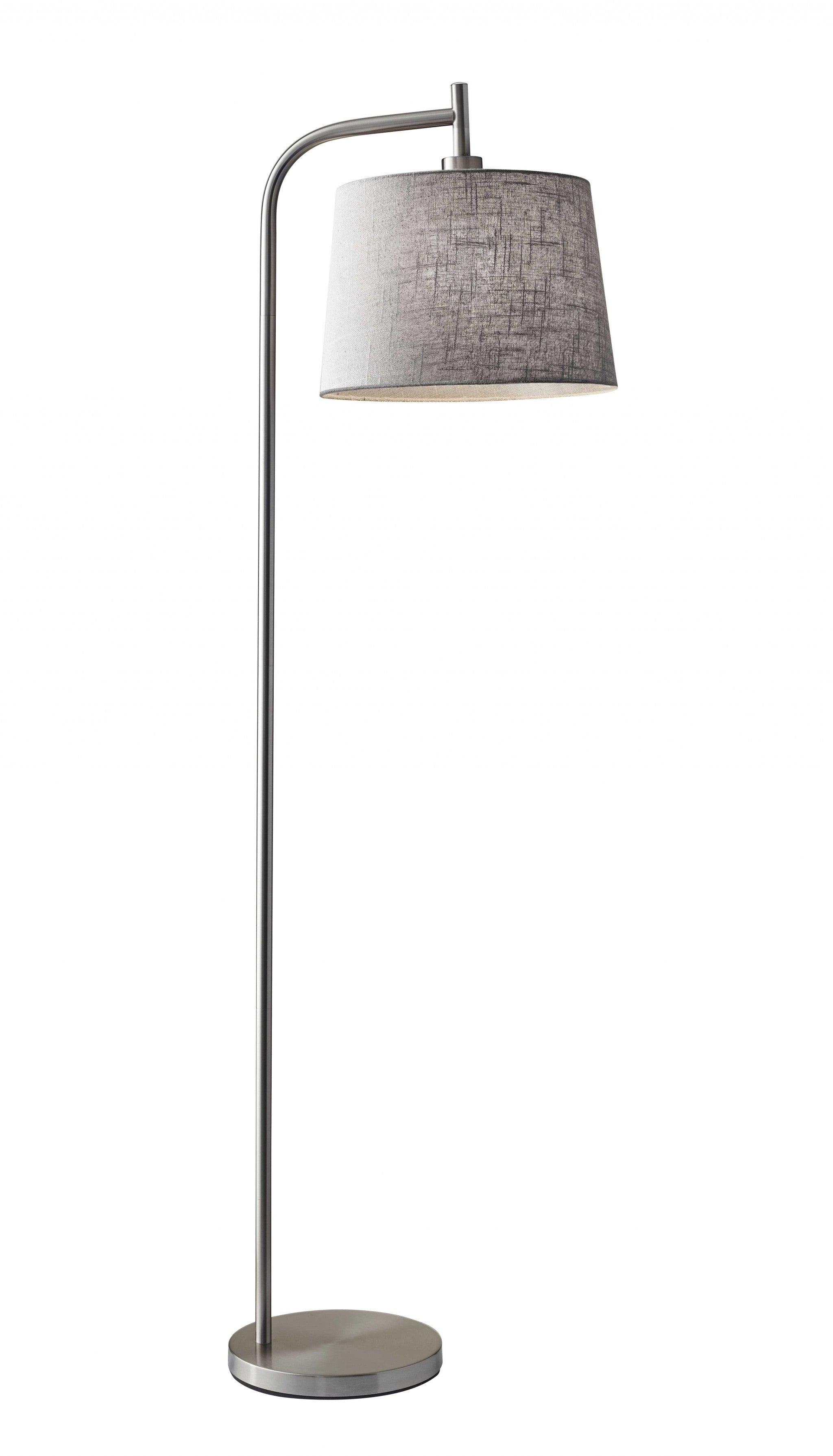 58" Swing Arm Floor Lamp With Gray Drum Shade