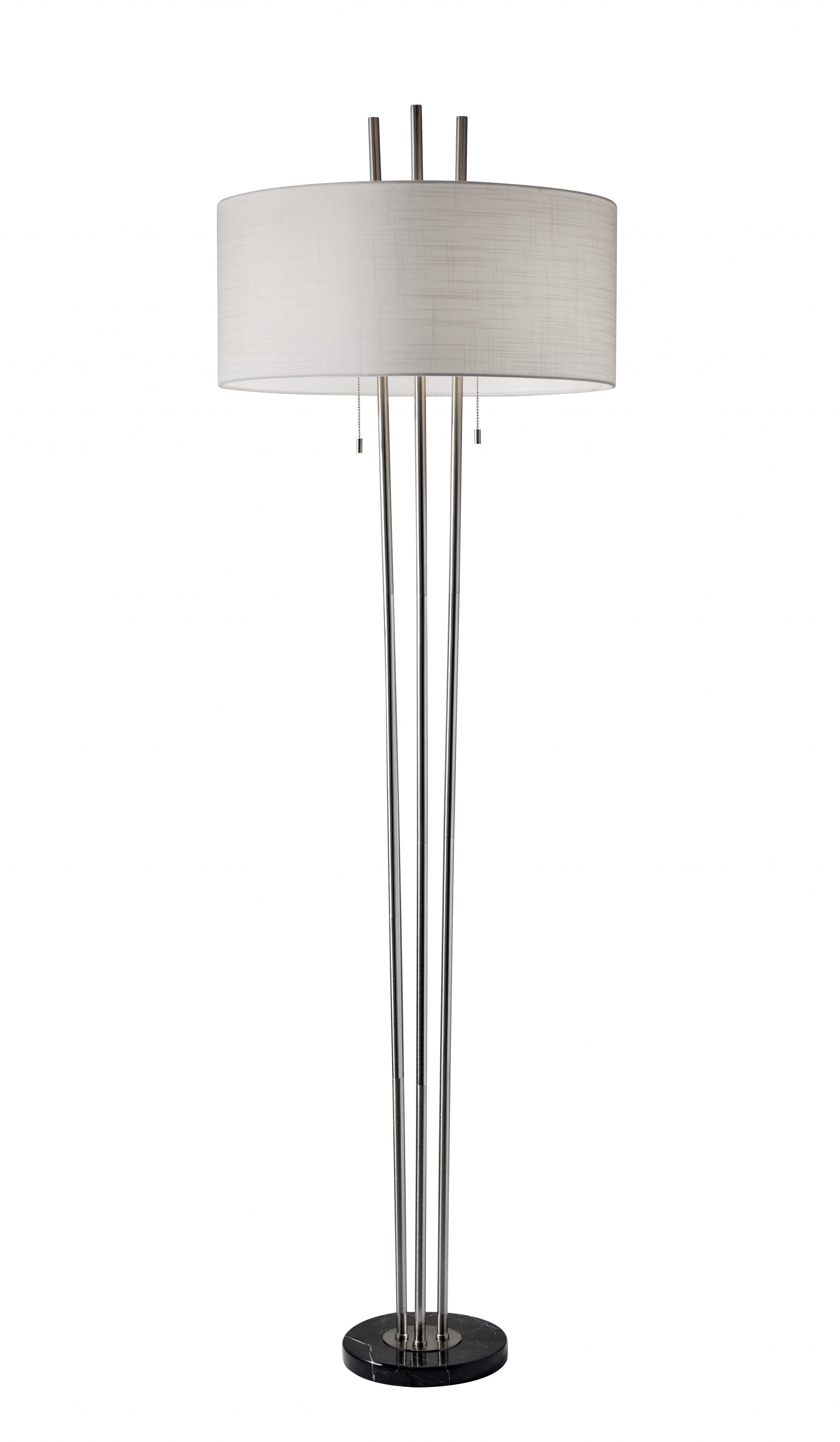 71" Two Light Traditional Shaped Floor Lamp With White Drum Shade