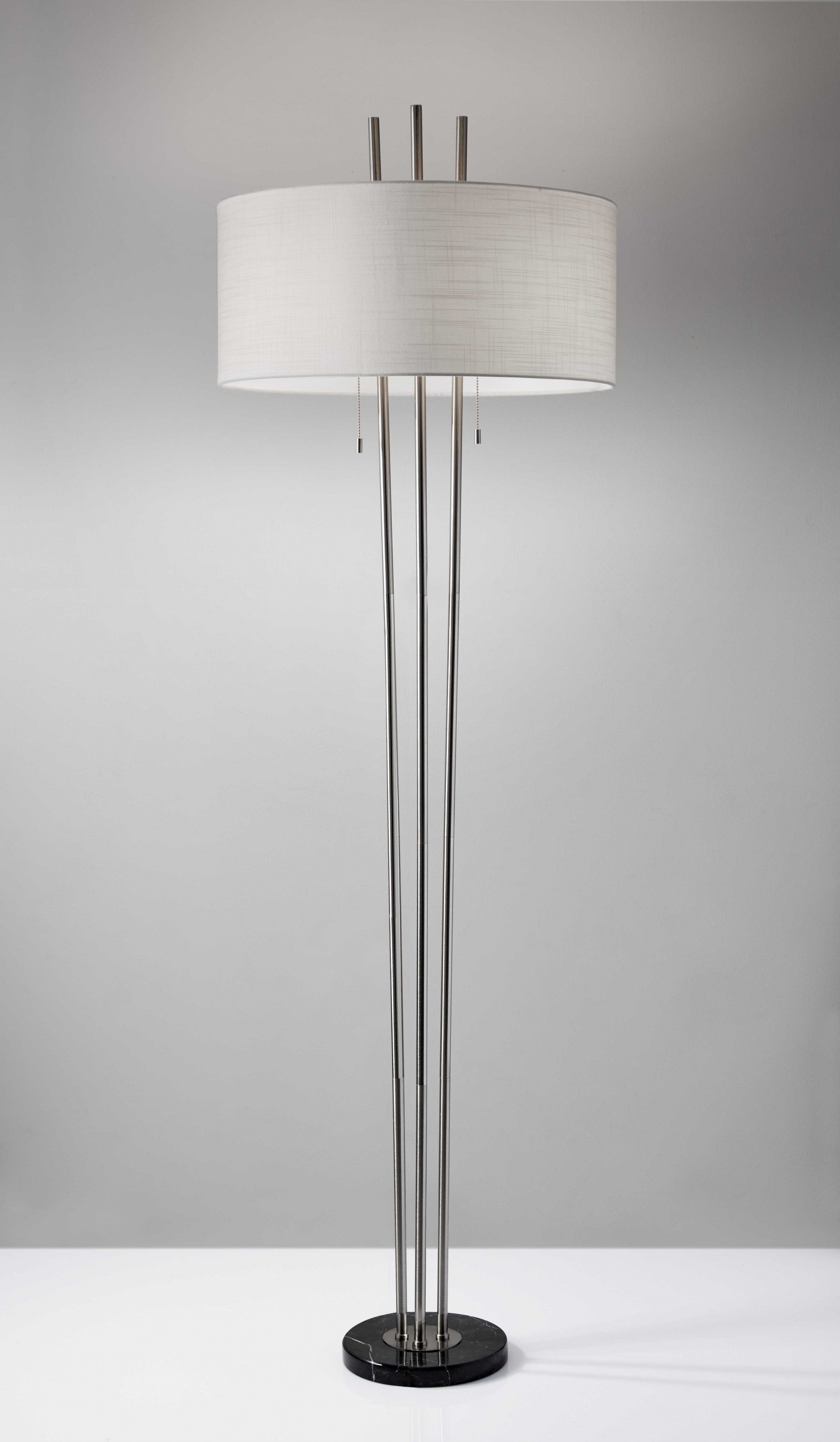 71" Two Light Traditional Shaped Floor Lamp With White Drum Shade