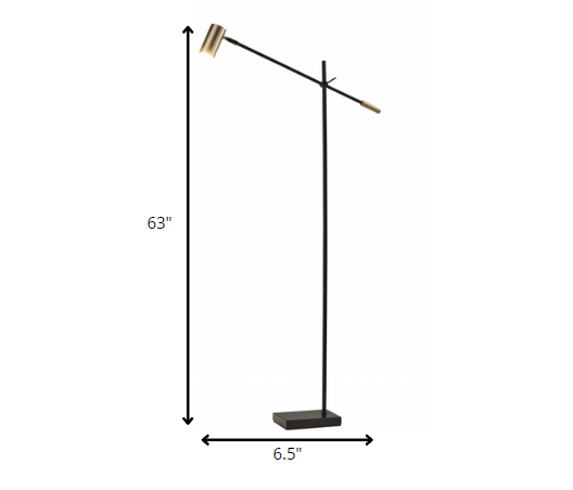 63" Black Task Floor Lamp