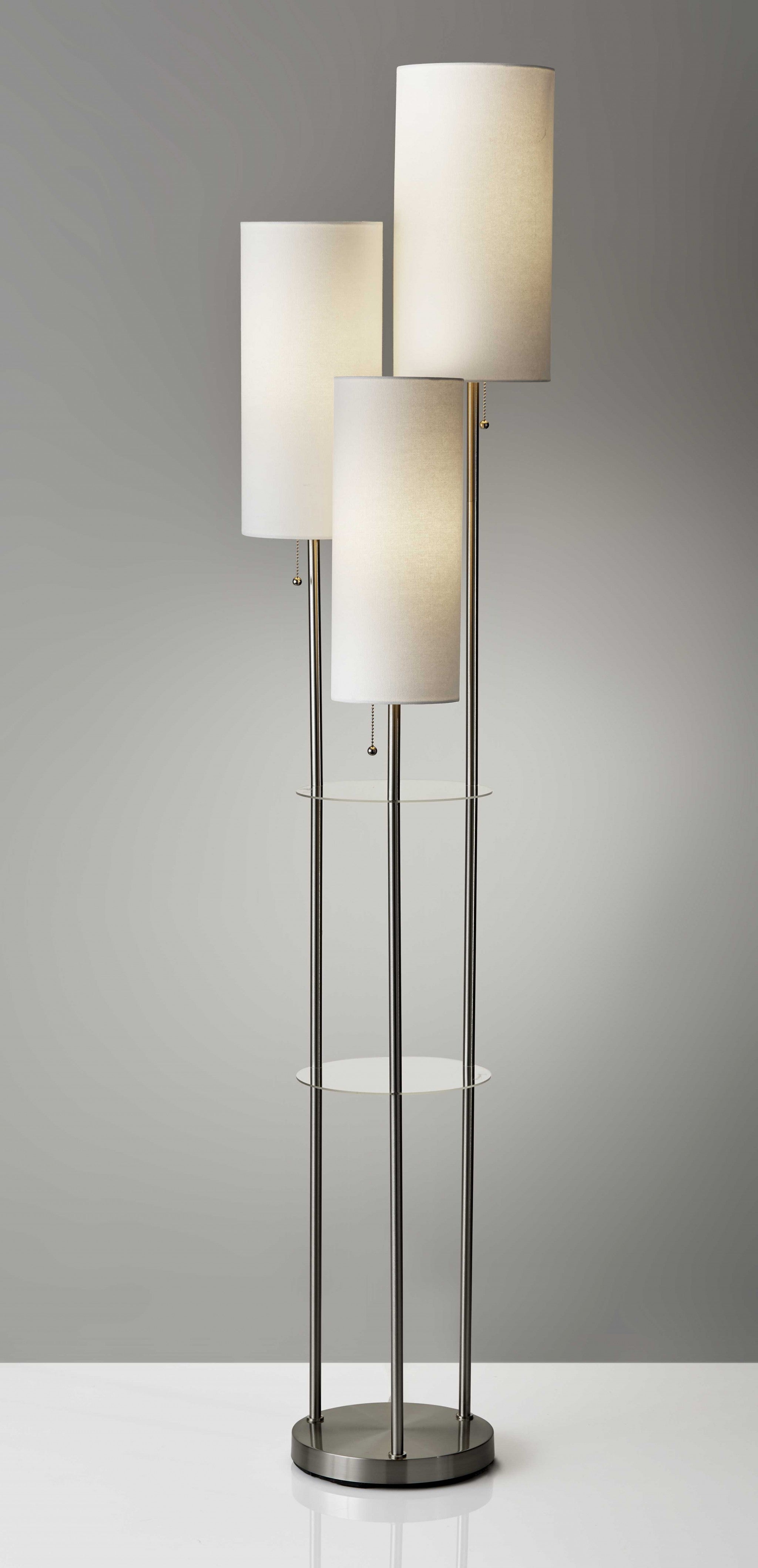 68" Three Light Novelty Floor Lamp With White Drum Shade