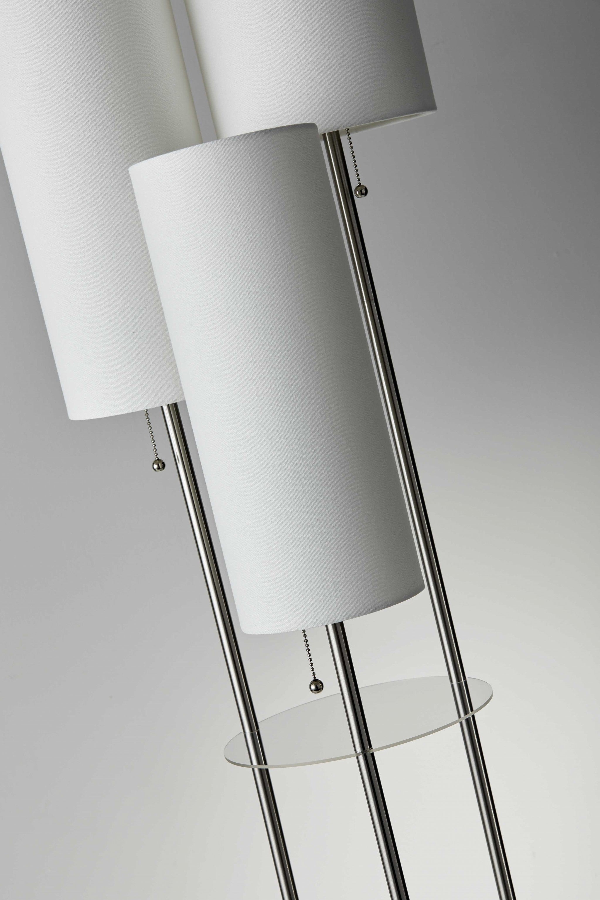 68" Three Light Novelty Floor Lamp With White Drum Shade