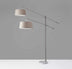 102" Steel Two Light Adjustable Swing Arm Floor Lamp With Beige Solid Color Empire Shade - Minihomy