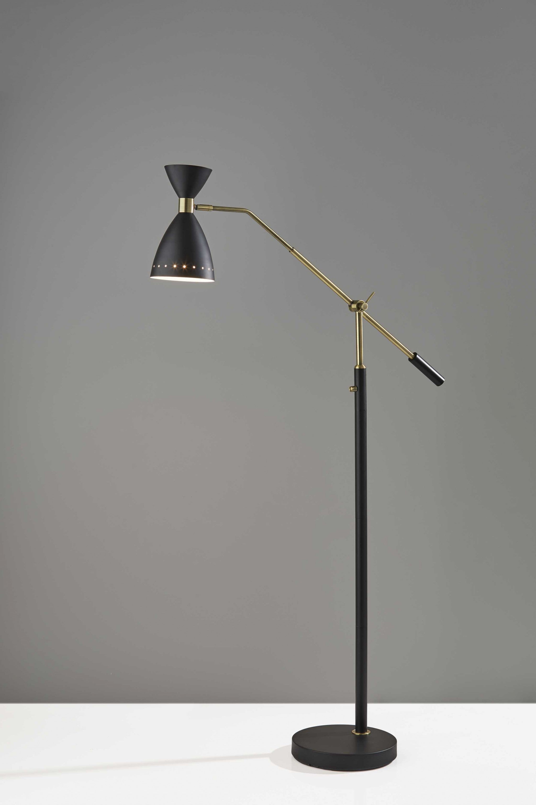 66" Black Task Floor Lamp With Black Cone Shade