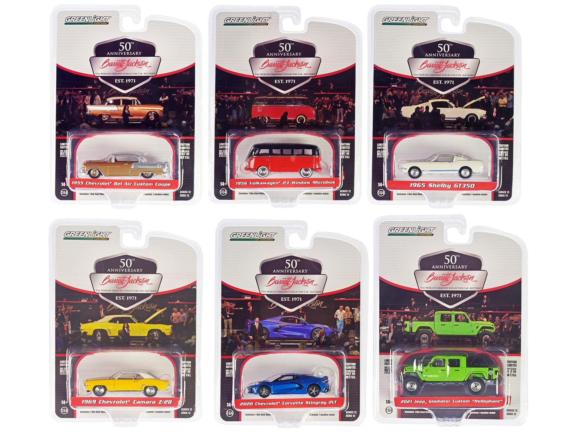 Barrett Jackson "Scottsdale Edition" Set of 6 Cars Series 12 1/64 Diecast Model Cars by Greenlight - Minihomy