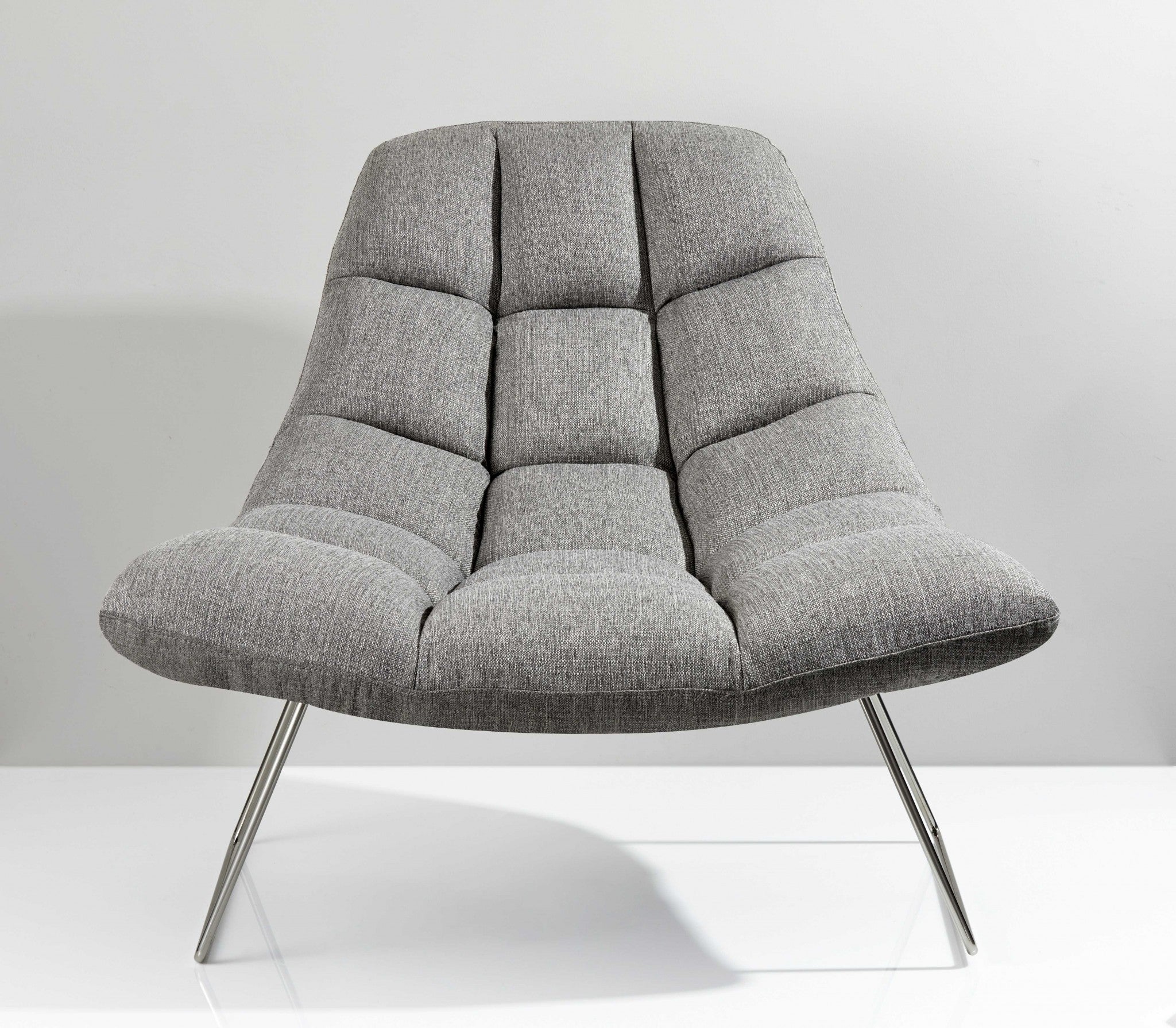 40" X 33" X 33" Light Grey Soft Textured Fabric And Brushed Steel Chair - Minihomy