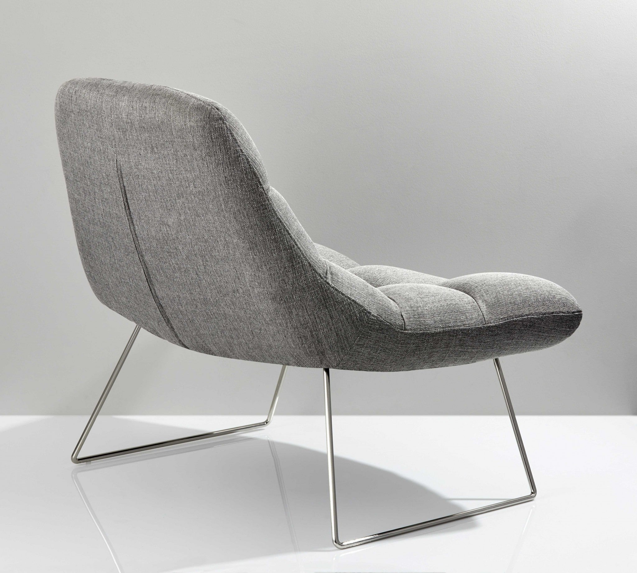 40" X 33" X 33" Light Grey Soft Textured Fabric And Brushed Steel Chair - Minihomy