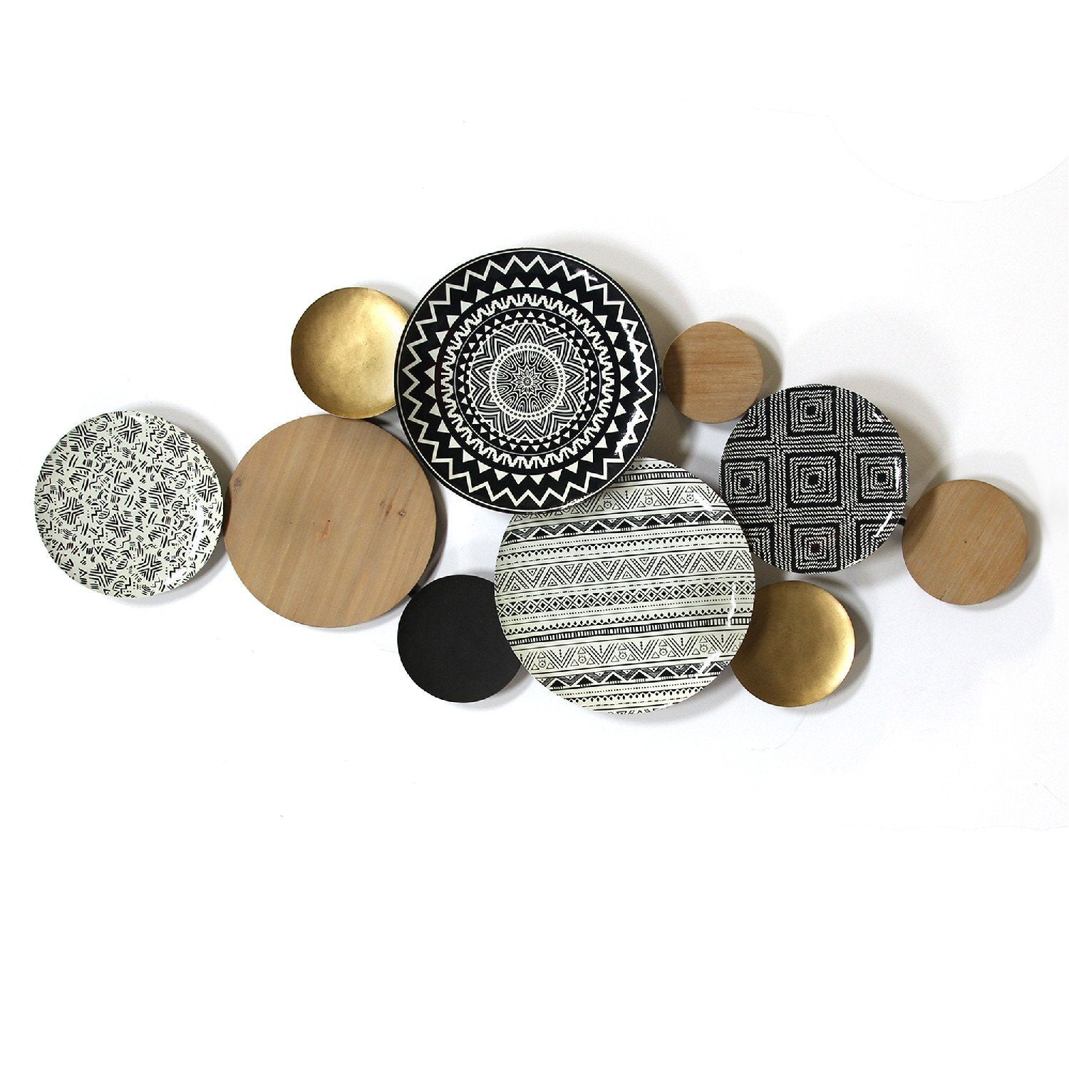 Boho Medley Metal & Wood Plates Wall Decor - Minihomy