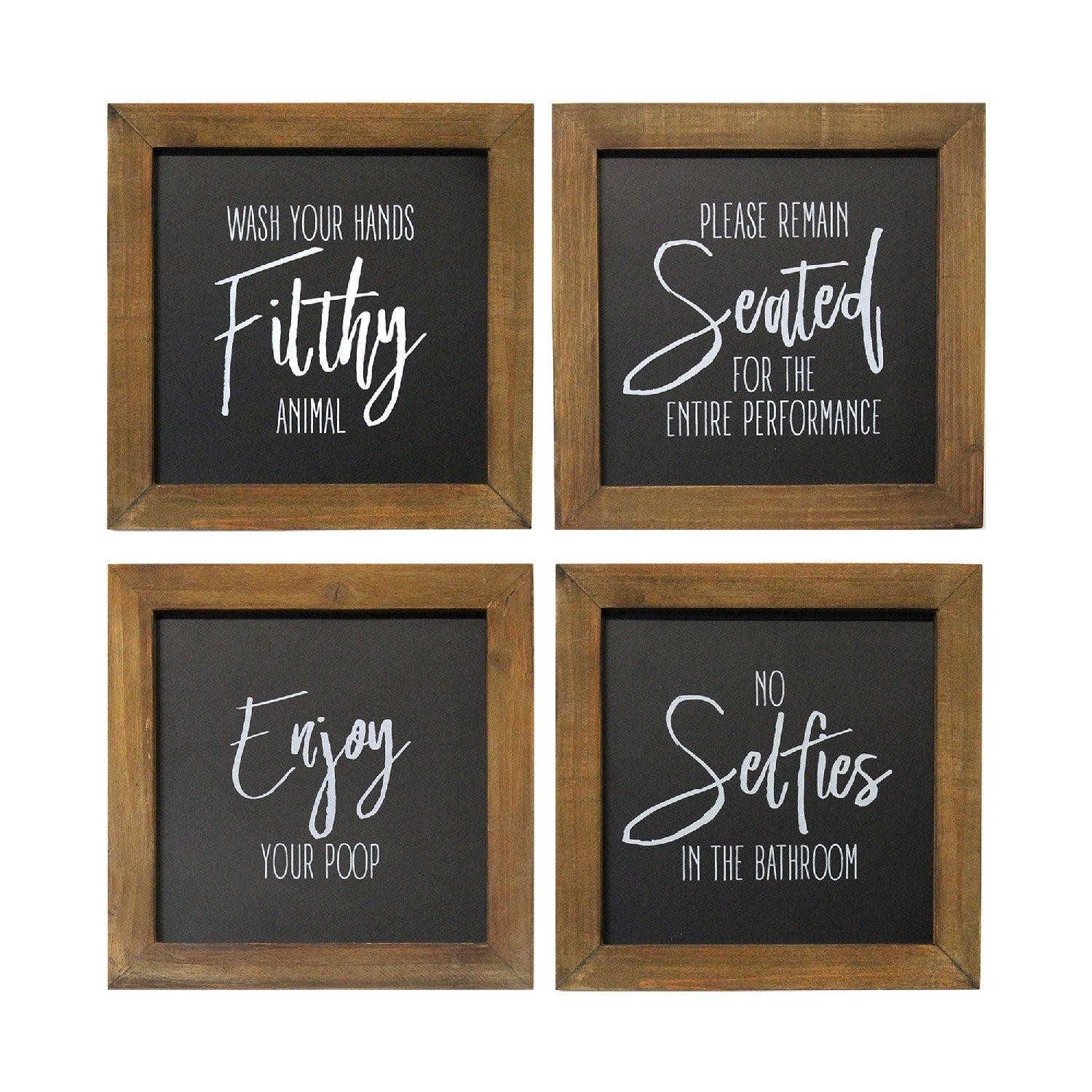 Set Of 4 Funny Bathroom Wall Art