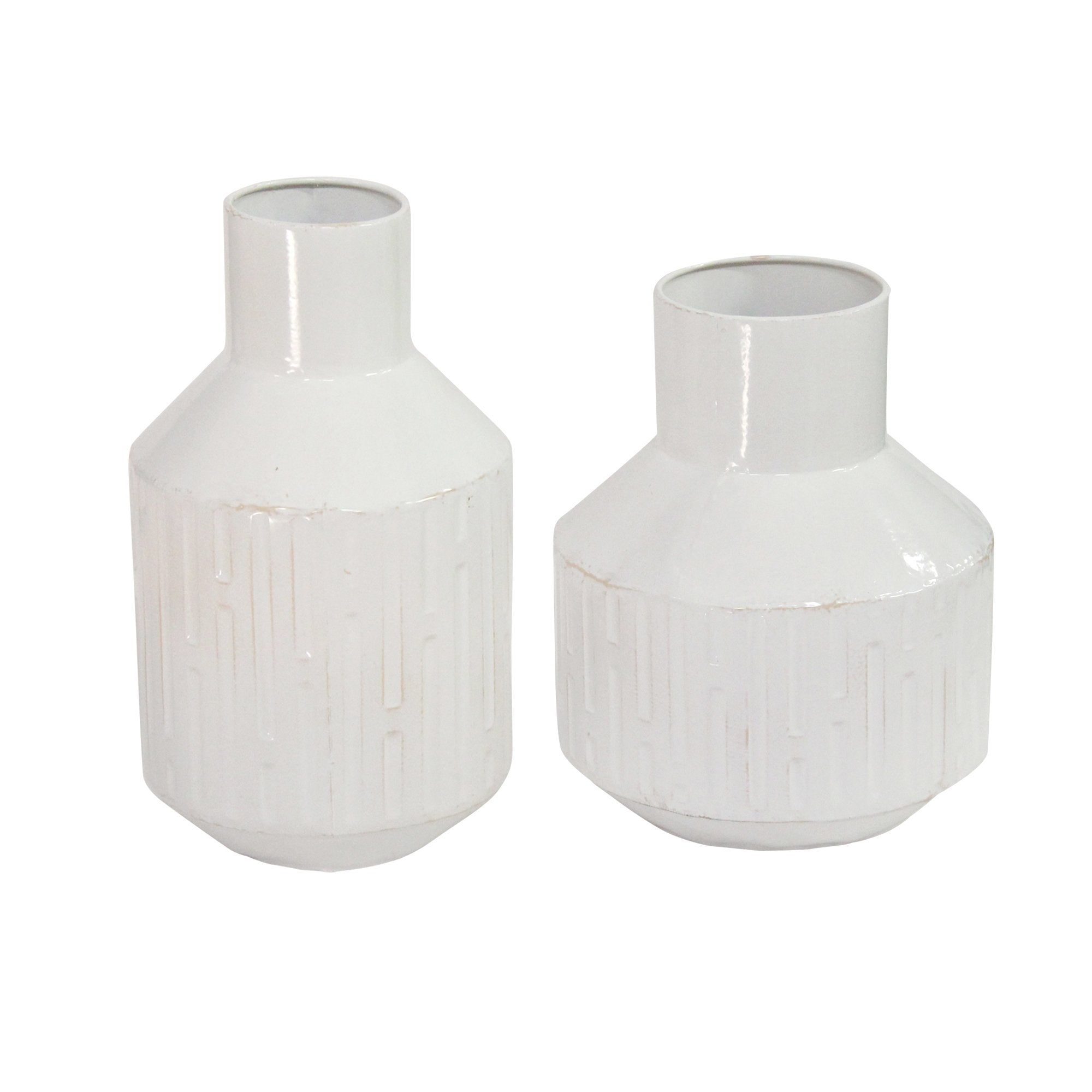 White Metal Mixed Set Of 2 Table Vases