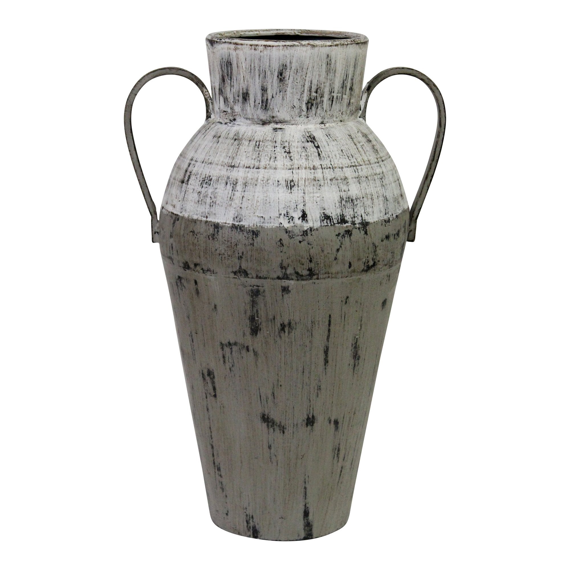 Tall Aged Look Distressed Metal Vase