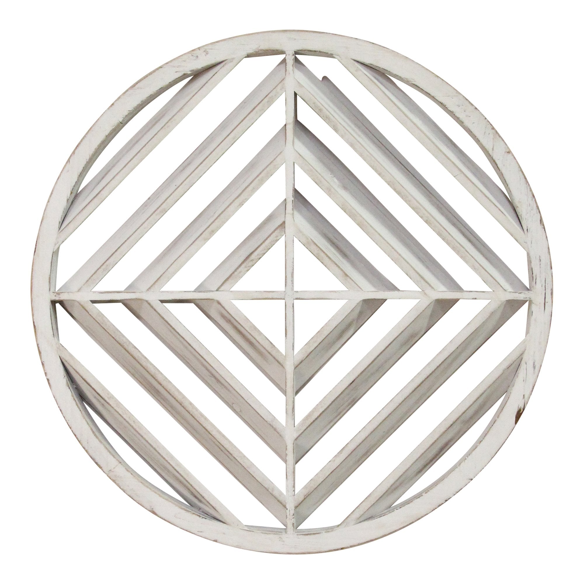 Modern Scandinavian Inspired White Wood Medallion Wall Decor - Minihomy