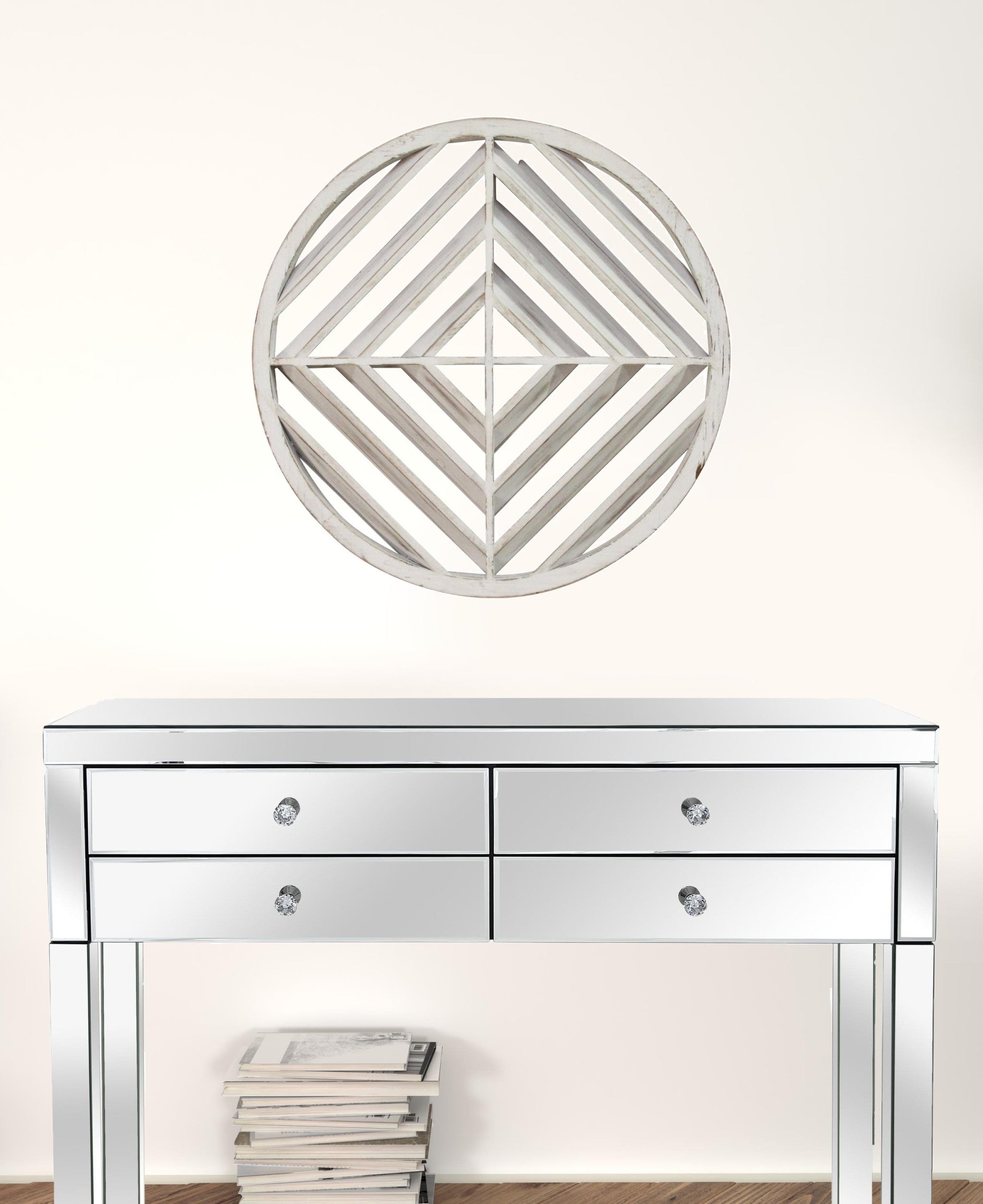 Modern Scandinavian Inspired White Wood Medallion Wall Decor - Minihomy