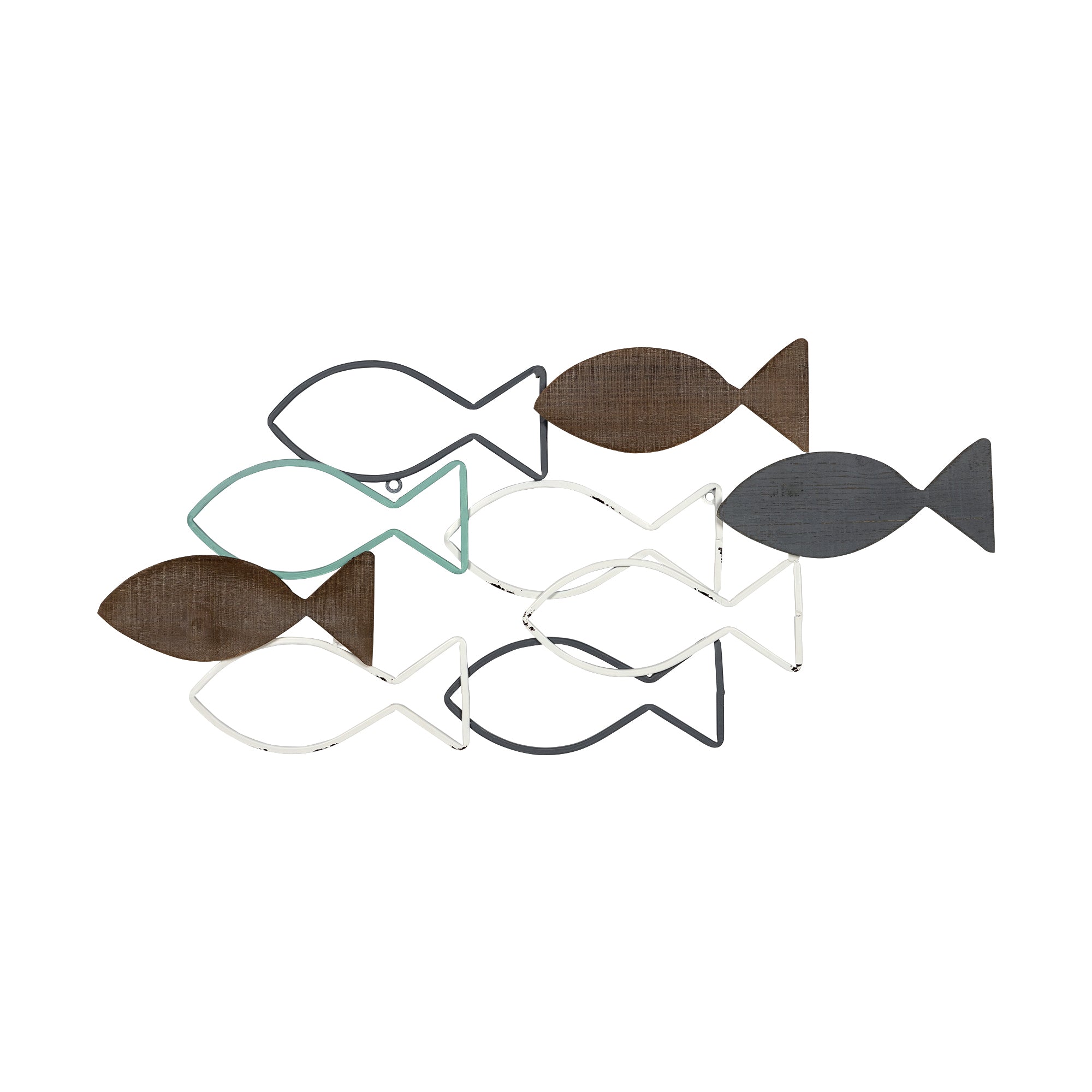 School Of Fish Metal And Wood Wall Decor