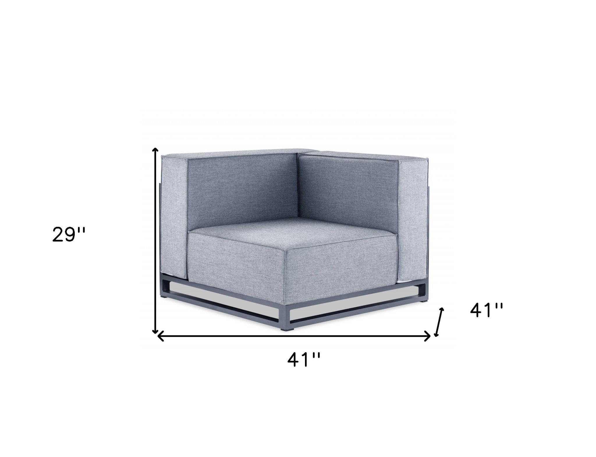 29 X 41 X 41 Gray Aluminum Modular Armless Corner - Minihomy