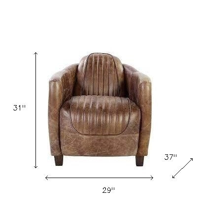 29" X 37" X 31" Retro Brown Leather Chair - Minihomy