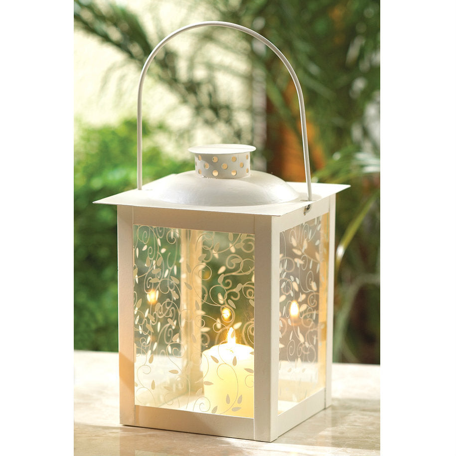 Vine Pattern Square Garden Lantern - 8 inches