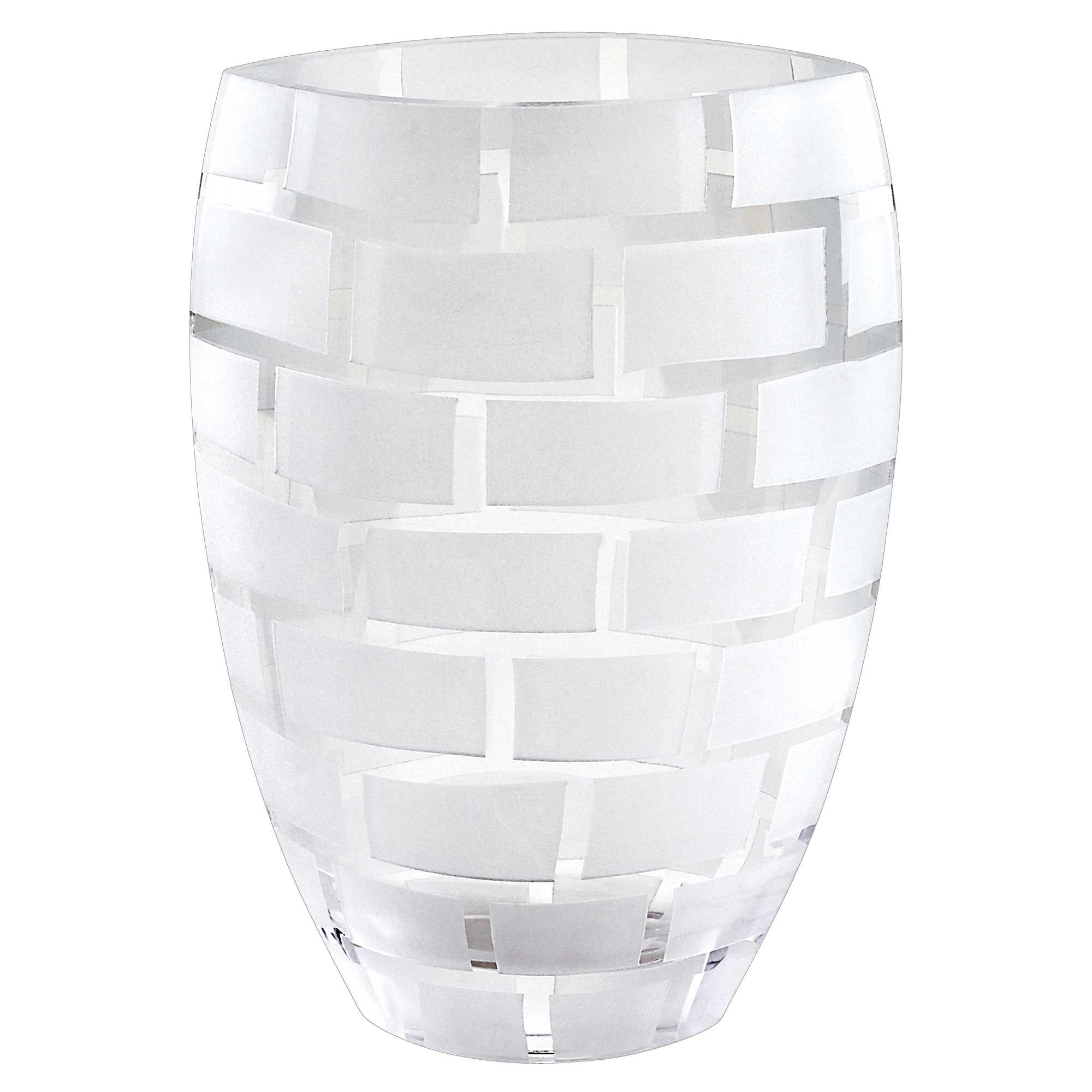 12" Mouth Blown Frosted Crystal European Made Wall Design Vase - Minihomy