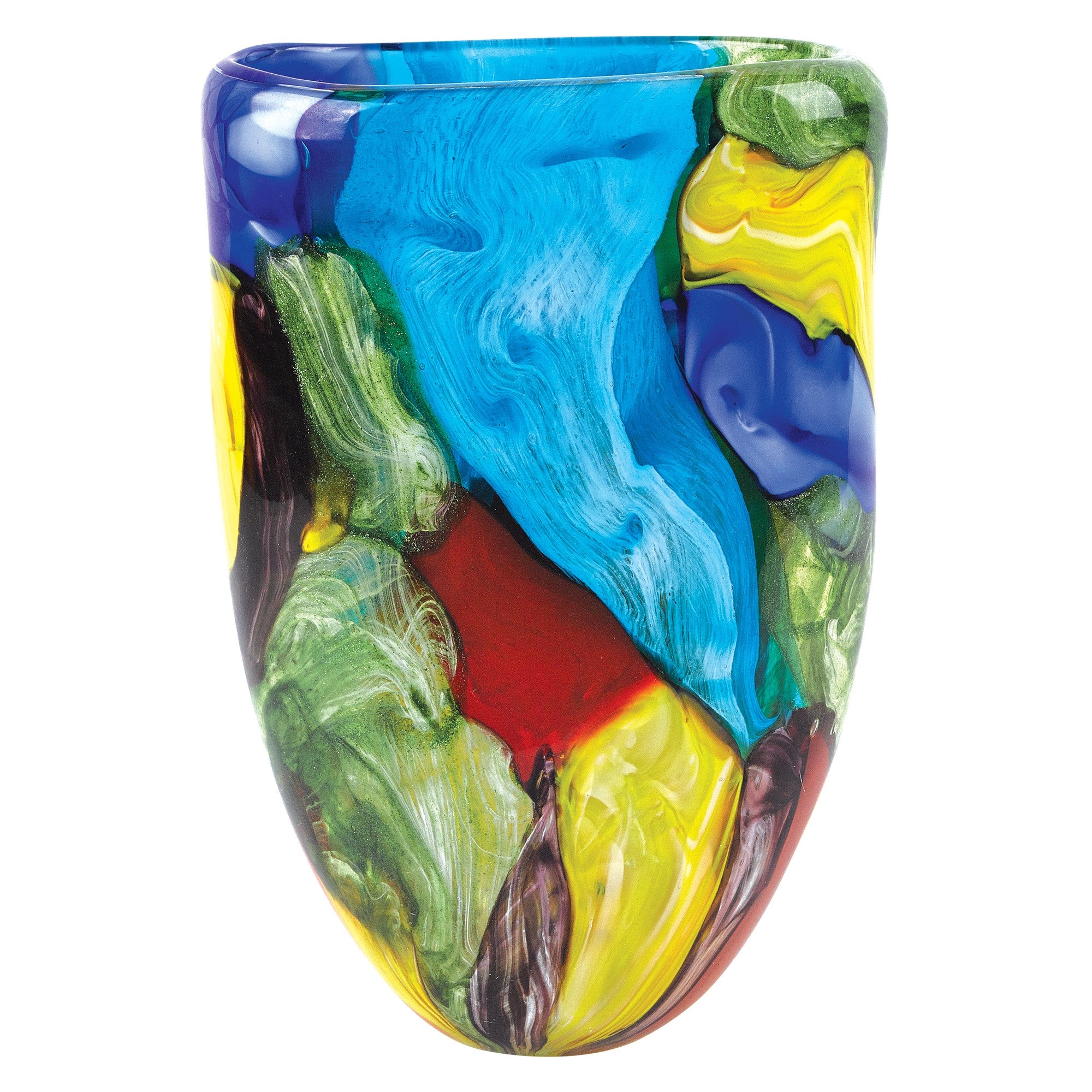 11 Multicolor Glass Art Oval Vase - Minihomy