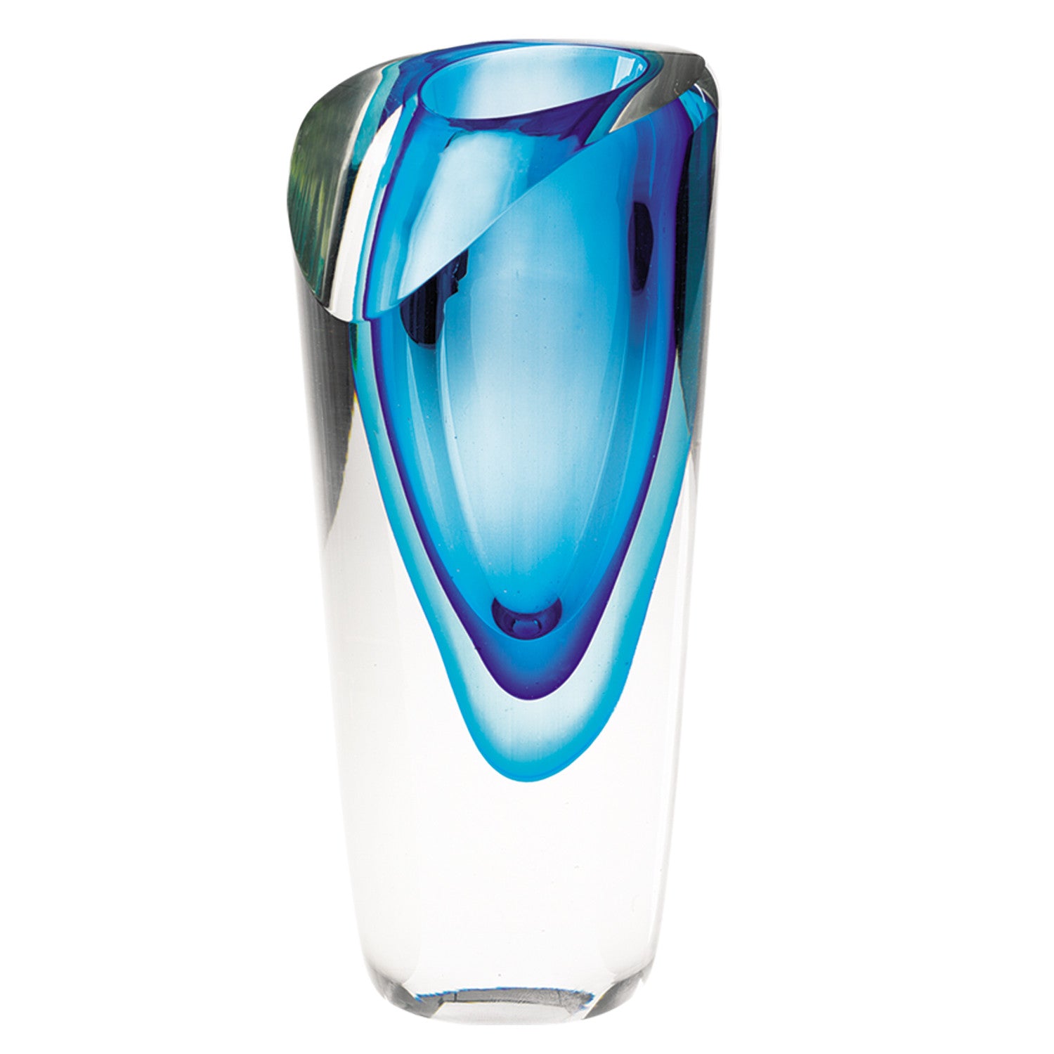 75 Mouth Blown Glass Blue Vase - Minihomy