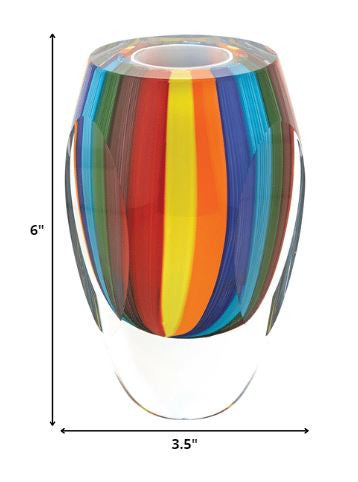 6 Multicolor Art Glass Vase - Minihomy