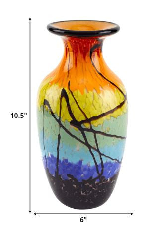 10.5 Mouth Blown Art Glass Urn Shape Decorative Vase - Minihomy