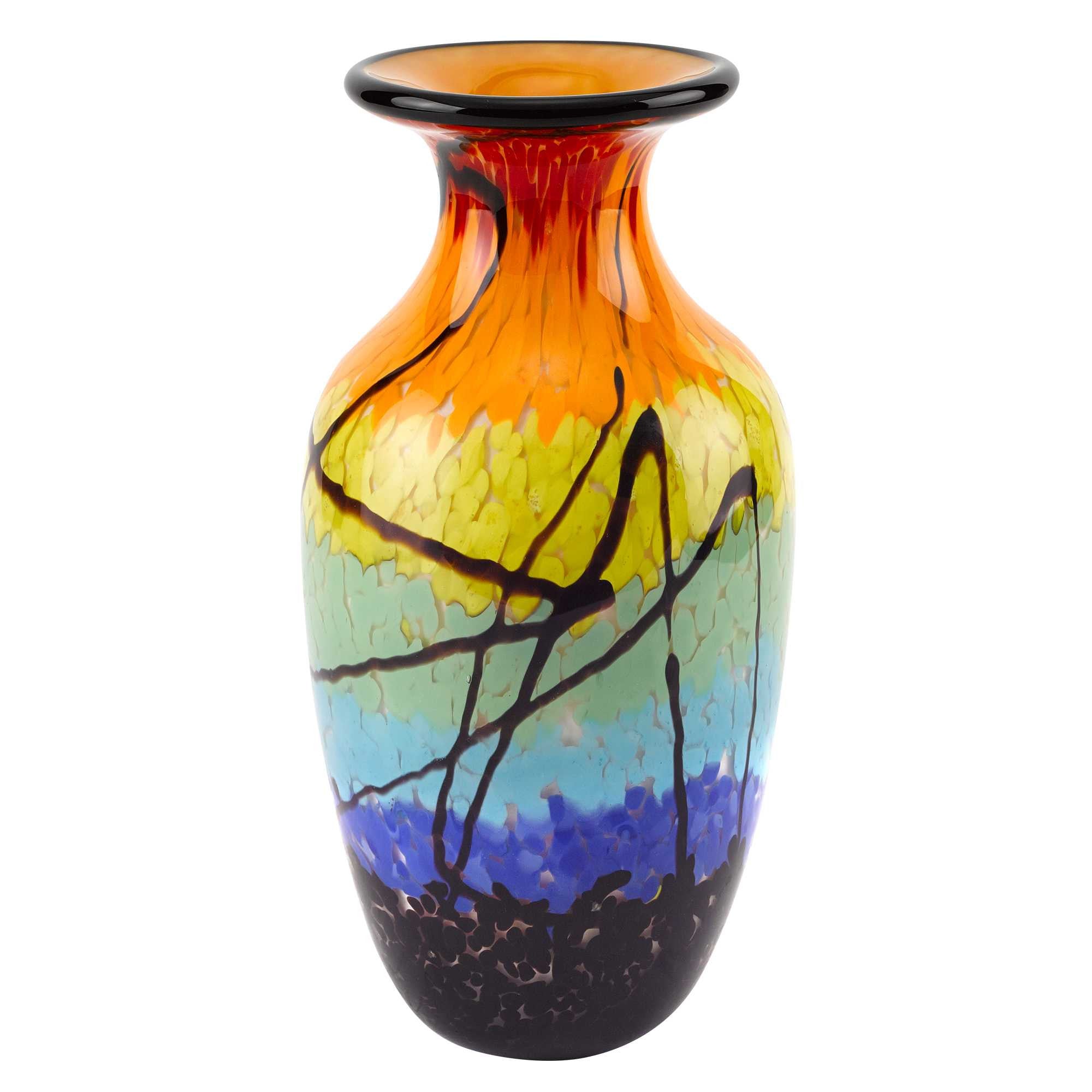 10.5 Mouth Blown Art Glass Urn Shape Decorative Vase - Minihomy