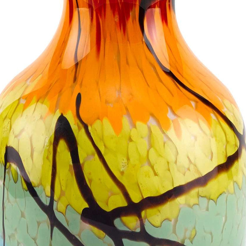 10.5 Mouth Blown Art Glass Urn Shape Decorative Vase - Minihomy