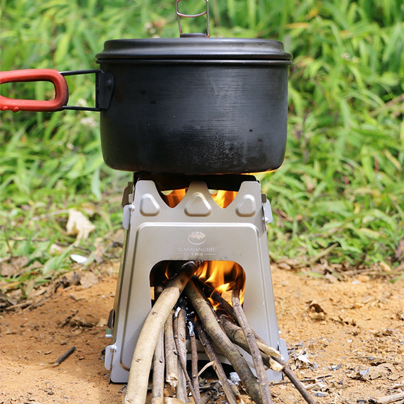 Outdoor pure titanium firewood stove