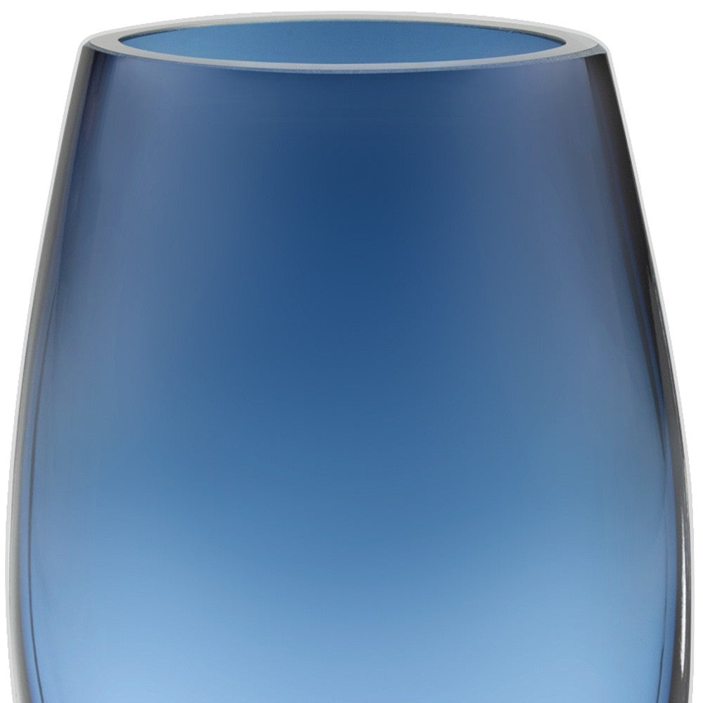 8 Mouth Blown Crystal Oval Thick Midnight Blue Walled Vase - Minihomy