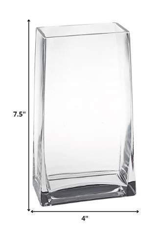 7 Clear Glass Rectangle Handmade Vase - Minihomy