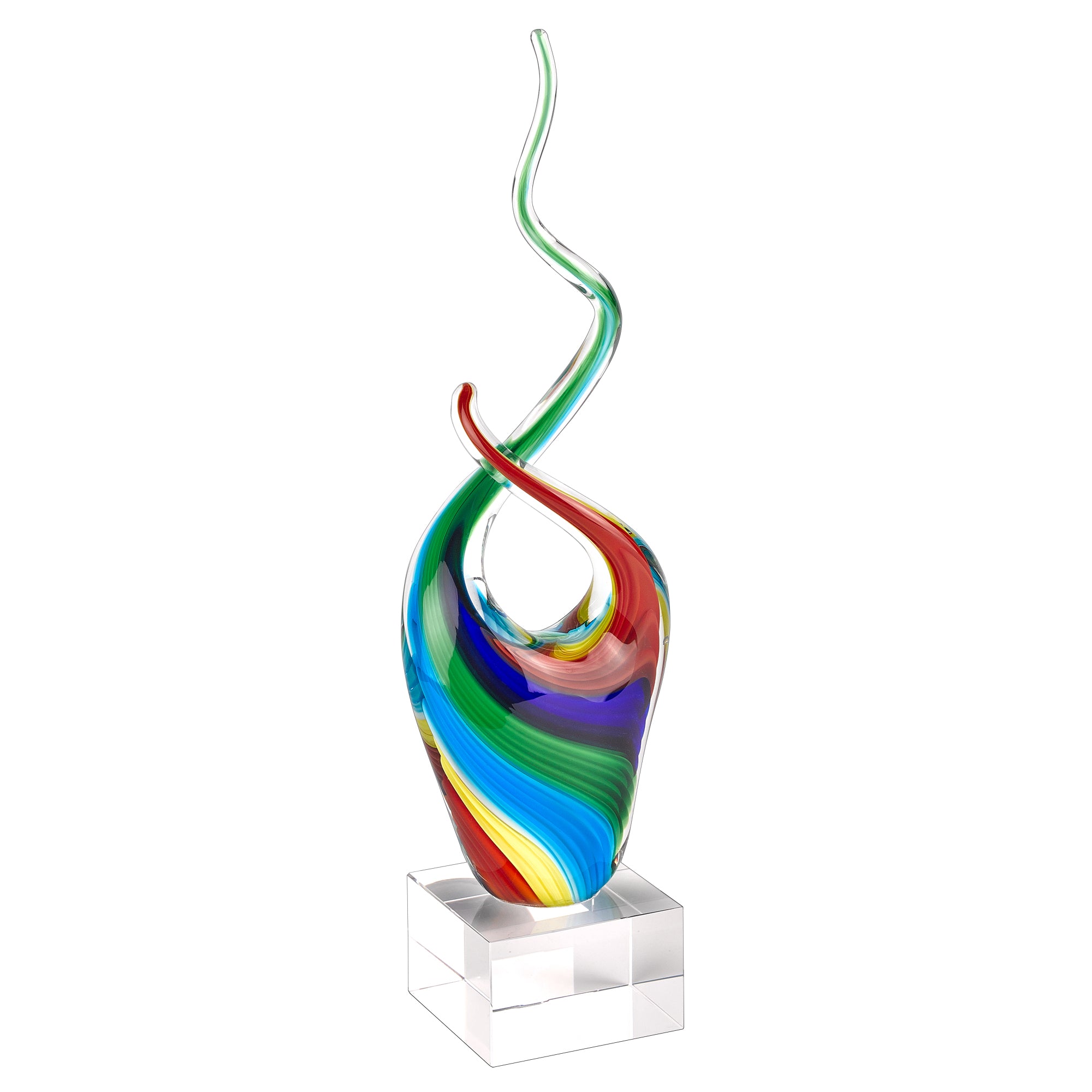 11 Multicolor Art Glass Abstract Centerpiece On Crystal Base