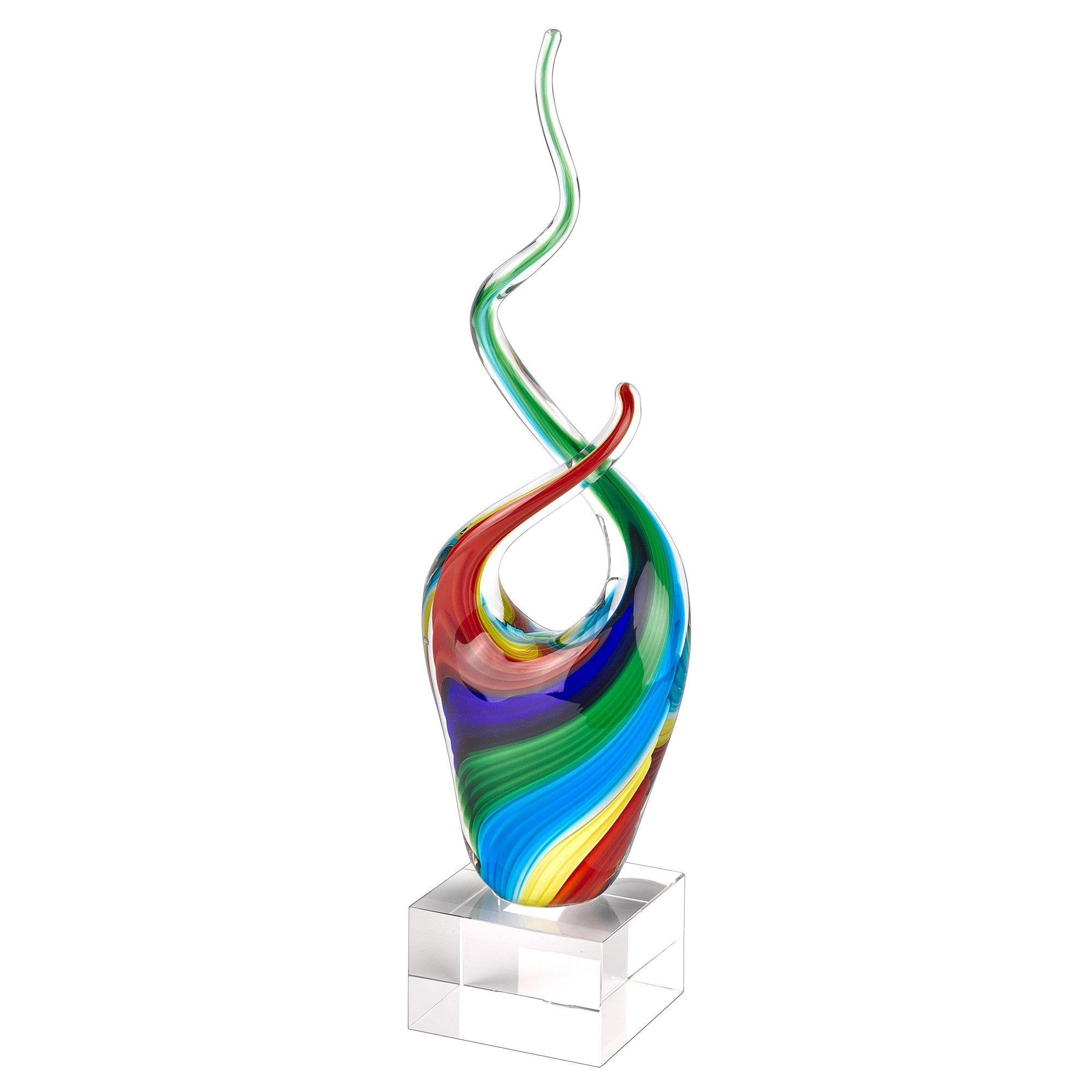 11 Multicolor Art Glass Abstract Centerpiece On Crystal Base - Minihomy